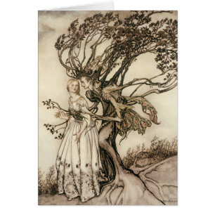 Cartão A Velha Mulher na Madeira por Arthur Rackham