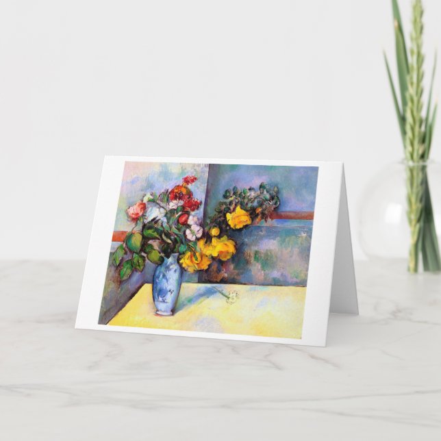 Cartão A vida com flores em um vaso, Paul Cezanne (Frente)