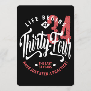 Cartão A vida começa aos 34 34.o aniversário
