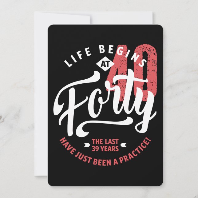 Cartão A vida começa aos 40 | ANIVERSÁRIO DE 40 ANOS (Frente)