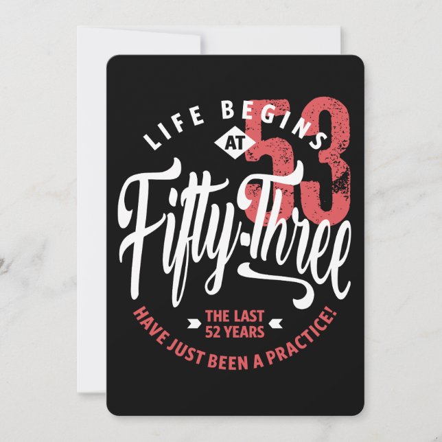 Cartão A vida começa aos 53 | 53.o aniversário (Frente)
