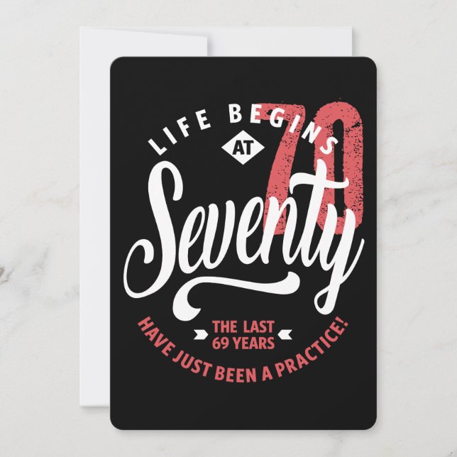 Cartão A vida começa aos 70 anos | Aniversário de 70 (Frente)