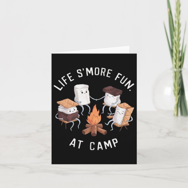 Cartão A Vida É Mais Divertida No Acampamento Marshmallow (Frente)