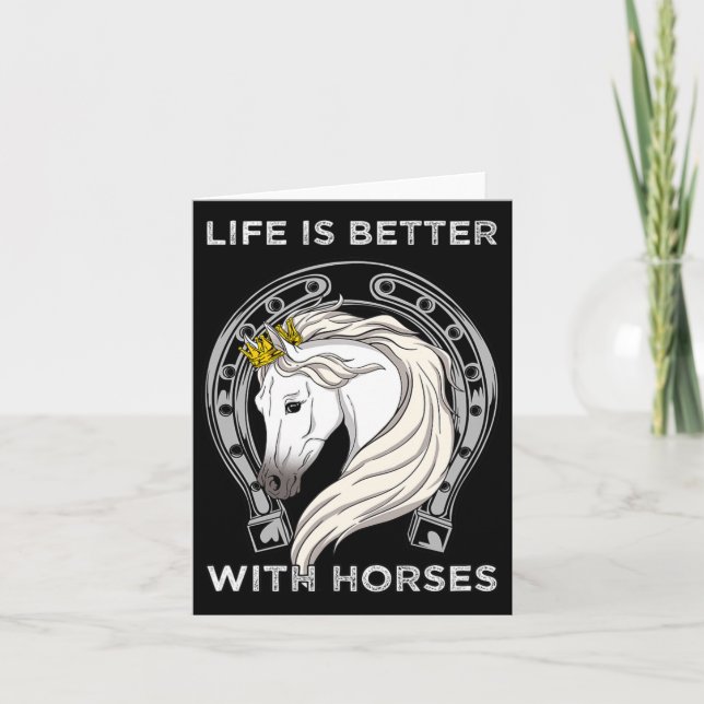 Cartão A Vida É Melhor Com Cavalos Que Eu Choro Equestres (Frente)