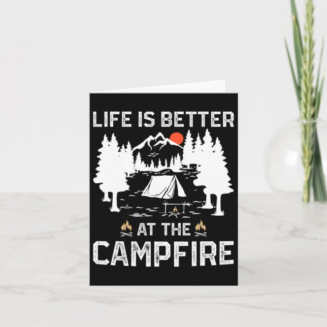 Cartão A Vida É Melhor No Acampamento Da Floresta De Camp (Frente)