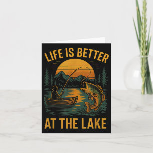 Cartão A Vida É Melhor No Lago - Vintage Pesca Natural