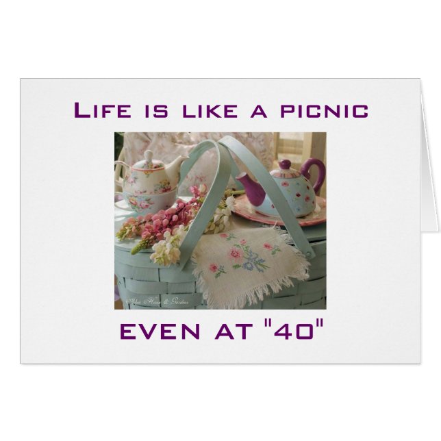 CARTÃO A VIDA É UMA PICNIC MESMO EM "40" (Frente Horizontal)