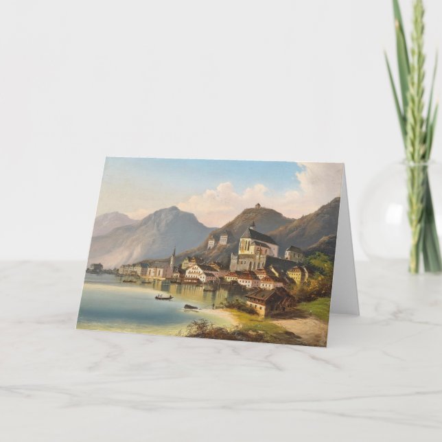 Cartão A View of Hallstatt | Johann Wilhelm Jankowsky (Frente)