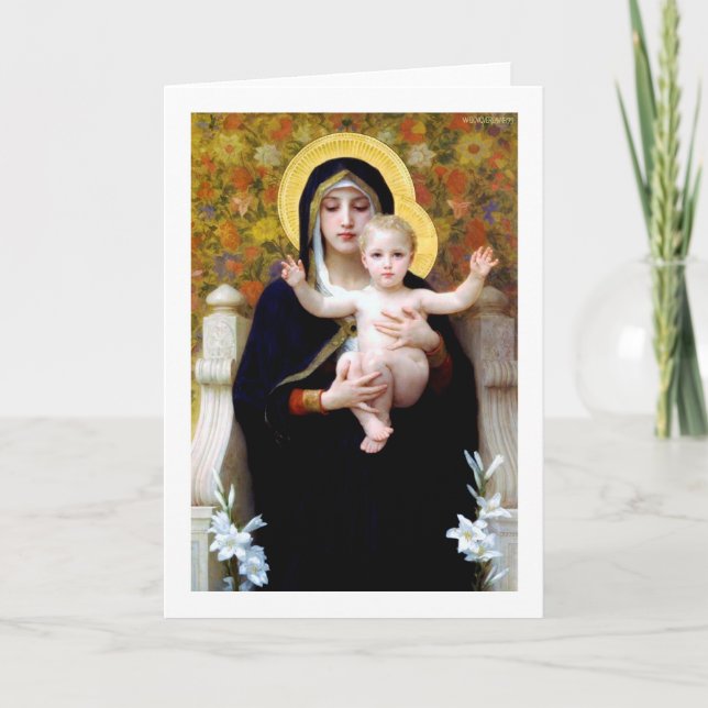 Cartão A Virgem do Lírio, Bouguereau (Frente)