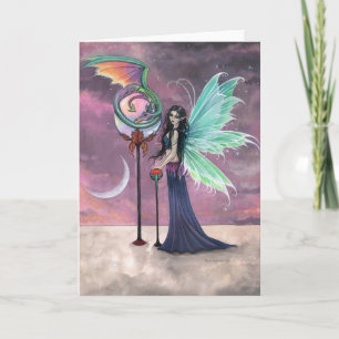 Cartão A Vivid Dream Fairy and Dragon Greeting Card
