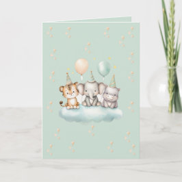Cartão A whimsical Cute Safari Baby Birthday Card