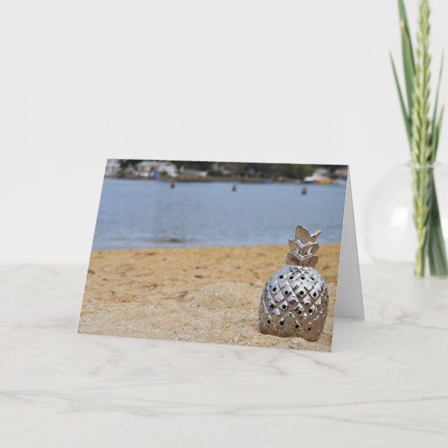 Cartão Abacaxi na praia (Frente)