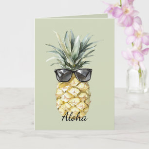 Cartão Abacaxi Tropical Aloha com Óculos de Sol