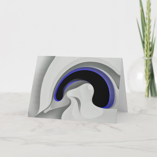 Cartão Abaixo do Azul: Cinza Abstrato, Preto e Azul (Frente)