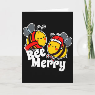 Cartão Abeia Alegre _ Abelhas Mel Cute Papai Noel _ Natal