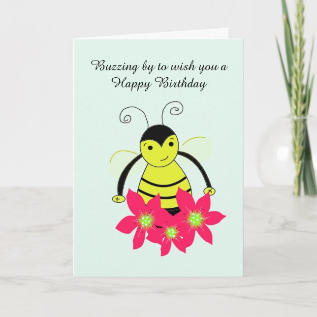 Cartão Abeja Caprichosa com Flores (Frente)