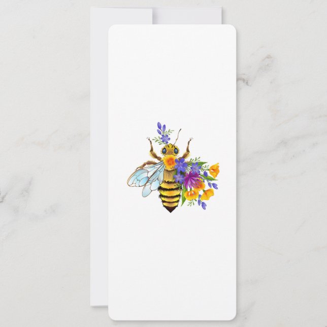 Cartão Abeja flor com plantas silvestres (Frente)