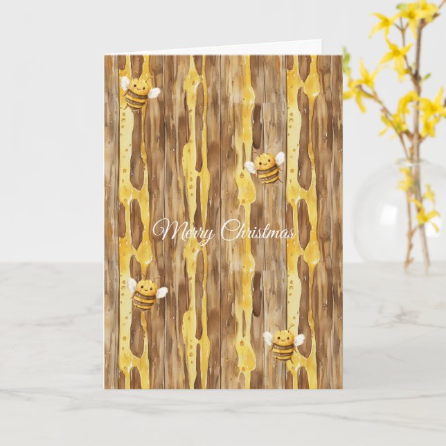 Cartão Abejas Felizes de Natal   (Flor Amarela)