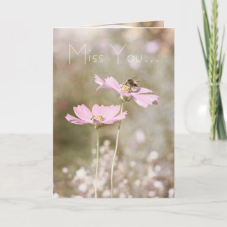 Cartão Abelha na Flor Rosa