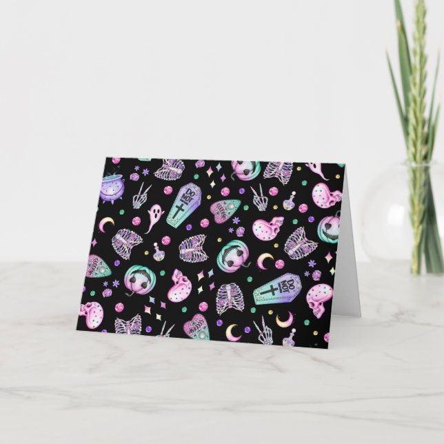 Cartão Abelhas góticas e cemitério de Halloween (Frente)