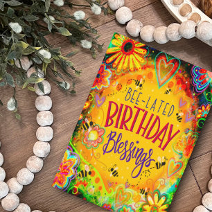 Cartão "Abençoações de Aniversário com Abelhas" Inspi