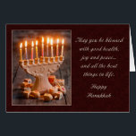 Cartão Abençoada Menorah<br><div class="desc">Compartilhe esta adorável carta de Hanukkah com seus amigos e família para celebrar a temporada de festas.</div>