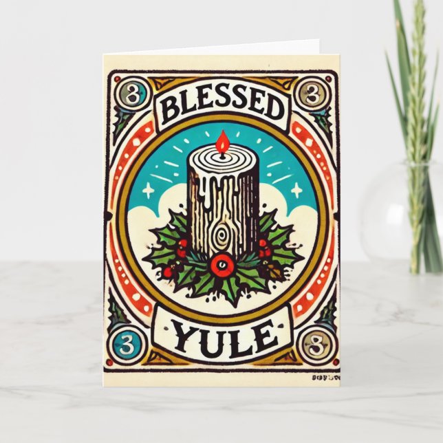 Cartão Abençoada Yule Pagan Yuletide Holiday Yule (Frente)