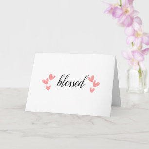 Cartão Abençoado com Saudação a Corações Rosa