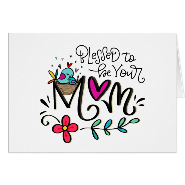 Cartão Abençoado por ser sua mãe (Frente Horizontal)