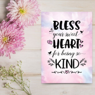 Cartão Abençoe seu coração doce por ser tão gentil