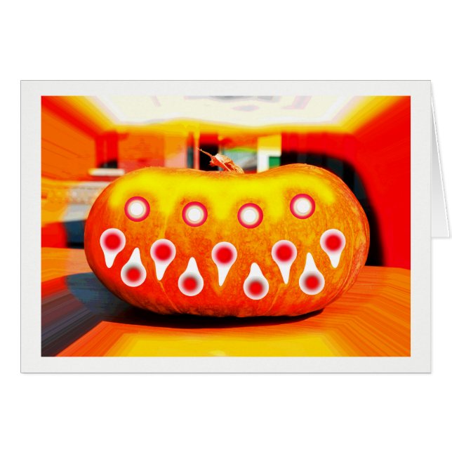 Cartão Abóbora assustadora para o Dia das Bruxas (Frente Horizontal)