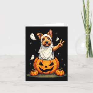 Cartão Abóbora Boo Fantasma Terrier Escocês Cão Halloween