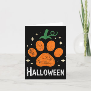 Cartão Abóbora Cachorro Gato Impressão de Pata Halloween