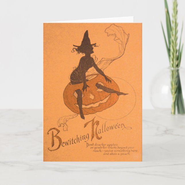 Cartão Abóbora da lanterna de Jack O da bruxa (Frente)