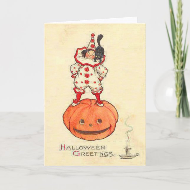 Cartão Abóbora da lanterna de Jack O do gato preto do (Frente)