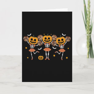 Cartão Abóbora de Garota de Torcida Esqueleto Halloween G