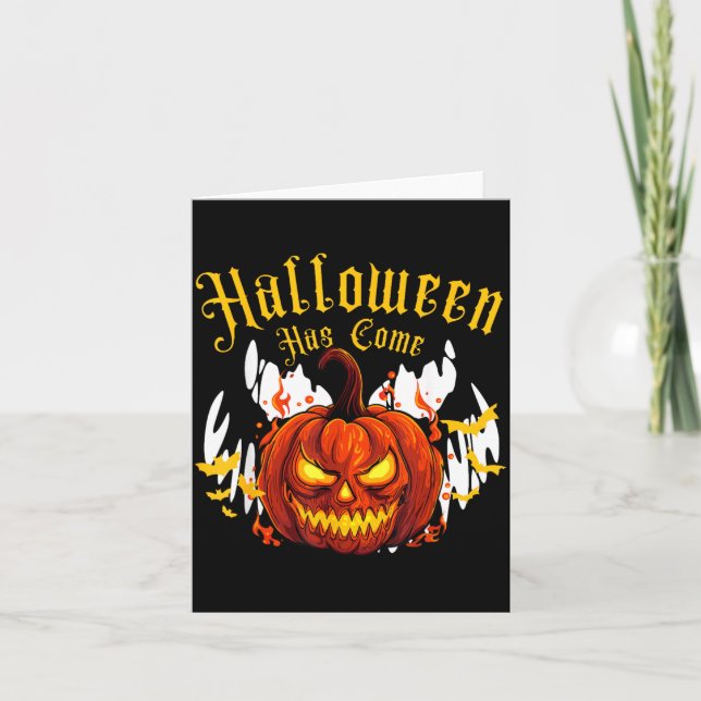 Cartão Abóbora de Halloween Assustadora (Frente)