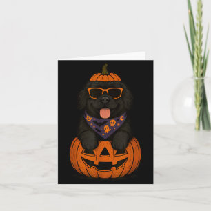 Cartão Abóbora de Halloween do Cão Terrível de Terra Nova