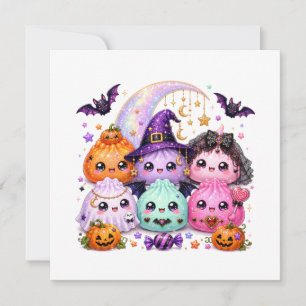 Cartão Abóbora de Halloween Dumpling Squishies Viral Kawa