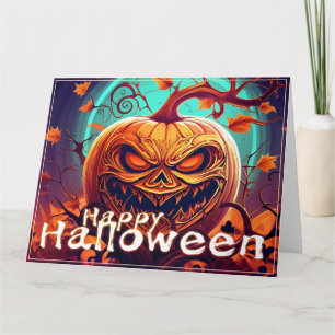Cartão Abóbora de Halloween Galho Torcido Ornamentada