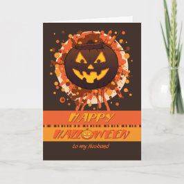 Cartão Abóbora de Halloween para Marido, Humor, Grunge