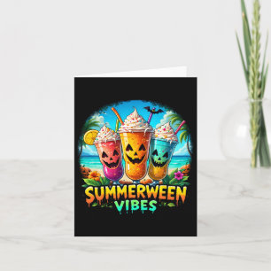 Cartão Abóbora de Halloween Vibes de Summerween Esqueleto