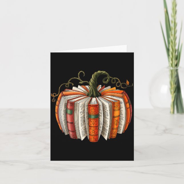 Cartão Abóbora de Livro Antigo Outono Bibliotecários Livr (Frente)