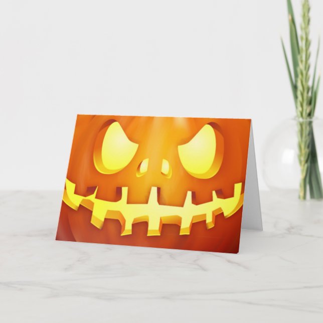 Cartão Abóbora engraçada de Halloween com lanternas de Ja (Frente)