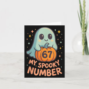 Cartão Abóbora fantasma kawaii fofa 67 meme engraçado mat