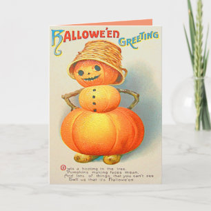 Cartão Abóbora Jack O' Lantern Boneco de Neve