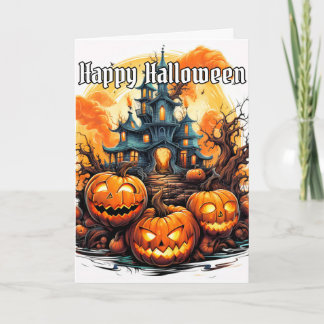 Cartão Abóbora Nefariada Brilhante | Halloween