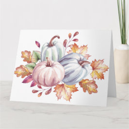 Cartão Abóboras Aquarela Pastel Bonito