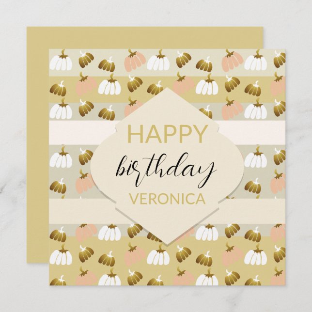 Cartão Abóboras Artísticas com Blush de Mostarda Moderna (Frente/Verso)