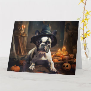Cartão Abóboras Assustadoras de Halloween do Bulldog Fran